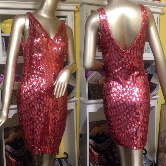 Bebe Addiction Sequence Pink Dress - Picture 2 of 4