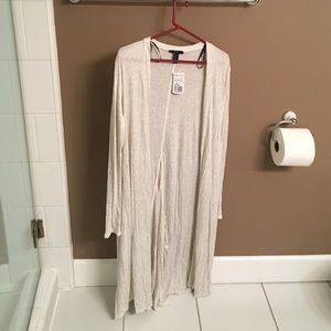 Long heather grey knit cardigan