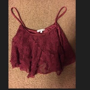 Maroon spaghetti strap crop top