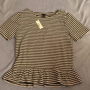 Short sleeve striped peplum tee