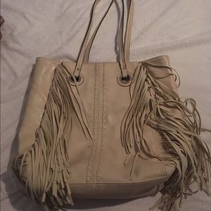 Tan Fringe Tote Bag