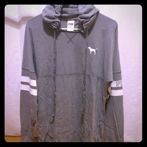 XS PINK gray oversized light weight hoodie tee