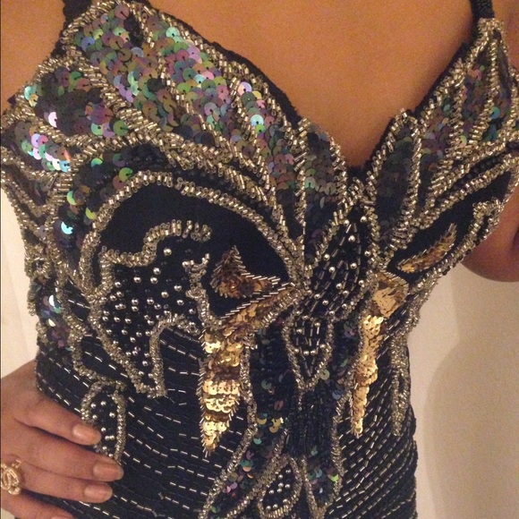 Hand beaded Pageant Prom Dress Gown - Picture 2 of 4