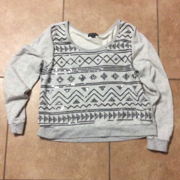 Grey long sleeve sequin sweater