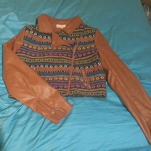 Aztec(ish) print and pleather jacket.