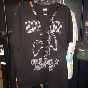 led zeppelin lace up tee