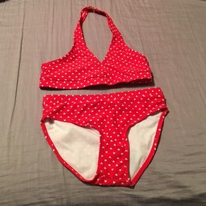 Girls size 10/12 red two piece swimsuit