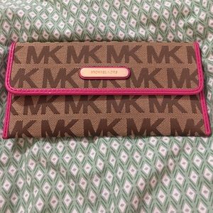 Michael Kors - tan/pink leather wallet