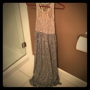 Maxi dress grey and cream lace