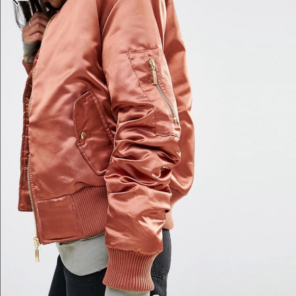 SOLD ON DEPOP Rust satin silk bomber jacket - Picture 4 of 4