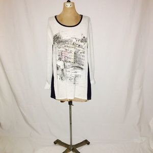 White and black sweater