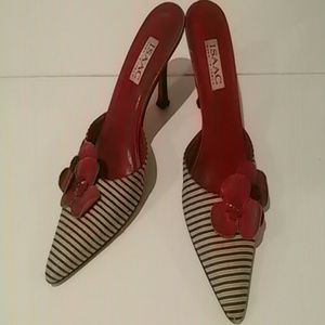 Isaac Mizrahi Super Cute Striped  Mules