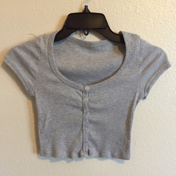 American Apparel Rib Button Crop Top