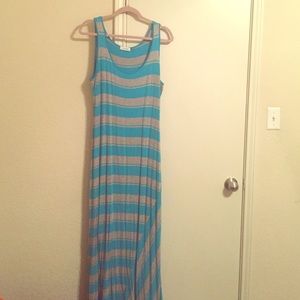 Turquoise and heather gray maxi dress