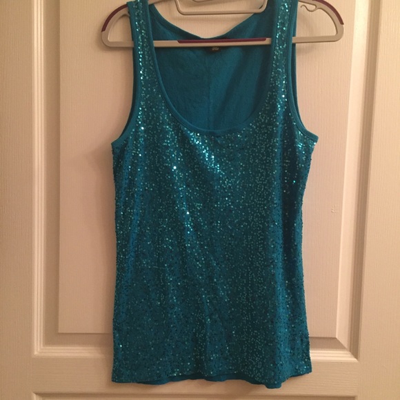 DKNY Bright Blue Sequined Tank