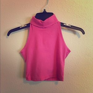 American Apparel Pink Turtle Neck Crop Top
