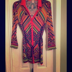 Flying Tomato Long sleeve Indian print button down