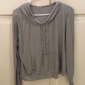 Brandy Melville black and white striped hoodie