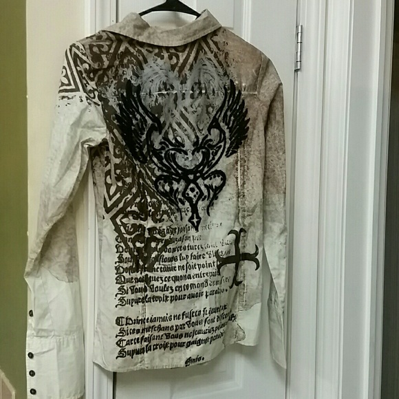 ROAR button down tan/cream/brown NWT