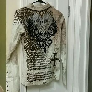 ROAR button down tan/cream/brown NWT