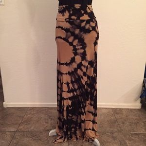 Black/Tan tie dye maxi skirt