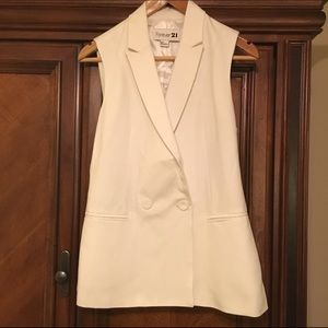 Small Petite ivory long vest from Forever 21
