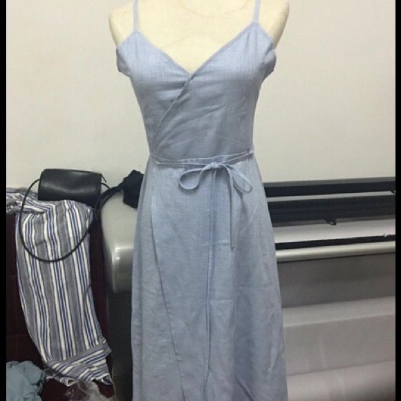 Blue Mid length Wrap Dress