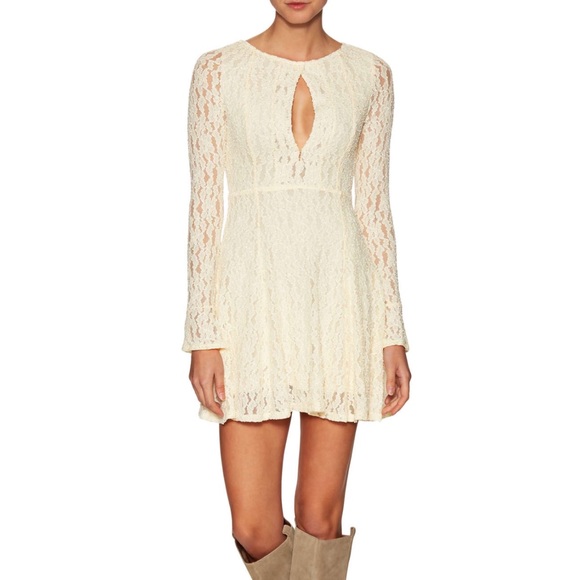 Free People Lace Keyhole Bell Sleeve Tunic Dress - Picture 2 of 4