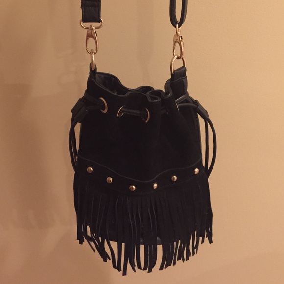 Nasty Gal Handbags - Nasty Gal Fringe Vegan Leather Bucket Bag