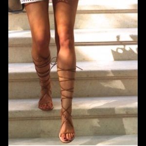 Nude gladiator sandals- knee high (worn once)