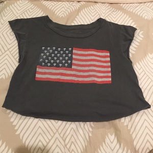Brandy Melville Alien American Flag Crop Top