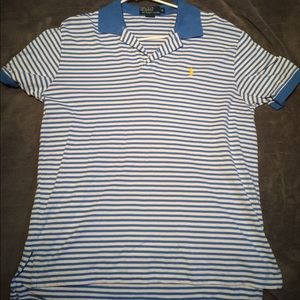 Blue and White striped polo