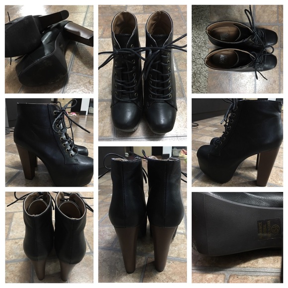 High heel platform booties