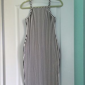 Mink pink vertical striped dress.