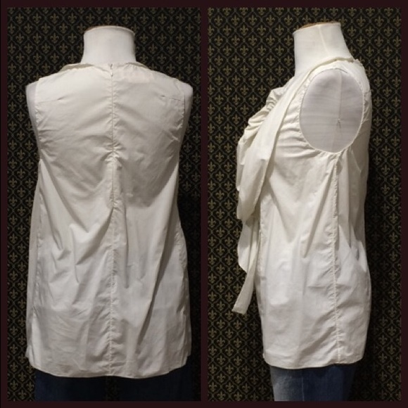 Marni Poplin Ruffle Tucked Sleeveless Blouse - Picture 2 of 4