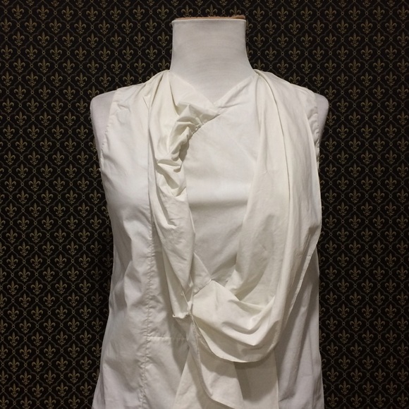 Marni Poplin Ruffle Tucked Sleeveless Blouse - Picture 4 of 4