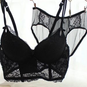 Floral Lace Longline Bralette Set