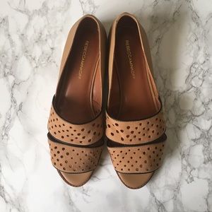 Rebecca Minkoff Tan Leather Open-Toe Flats