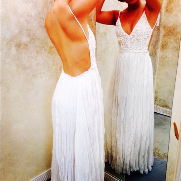Backless white maxi dress