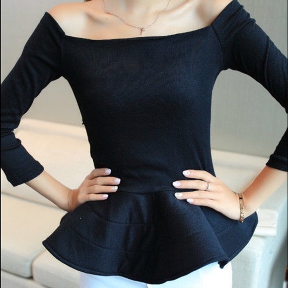 Black Off Shoulder Peplum Top