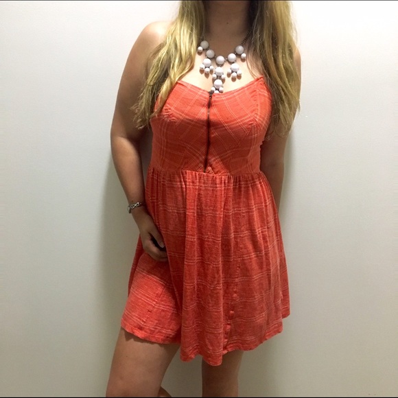 Orange and white front zip dress - Picture 2 of 2