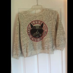 Forever 21 "Live in the Meow" cropped sweatshirt
