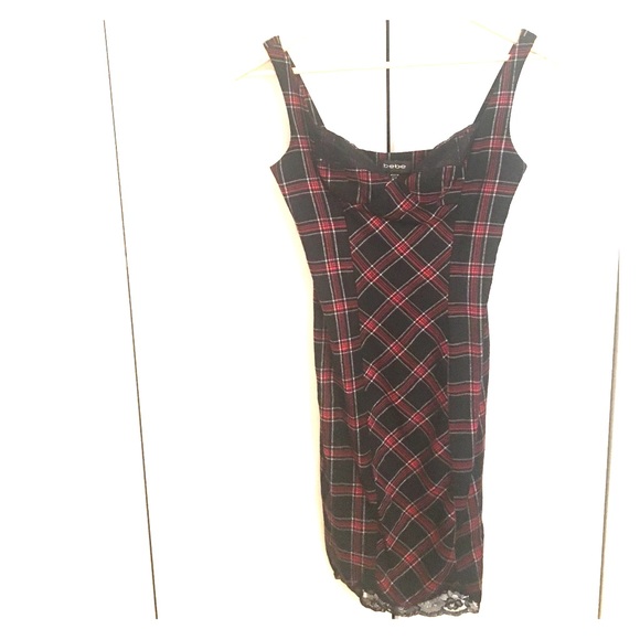 Bebe plaid bustier style dress, sz XS