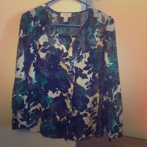 Only worn once! Green and black blouse.