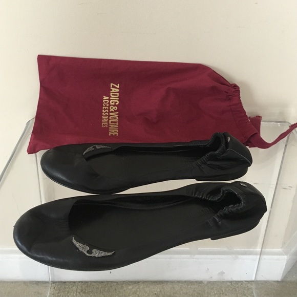 SOLD Zadig and Voltaire black leather tiny flats