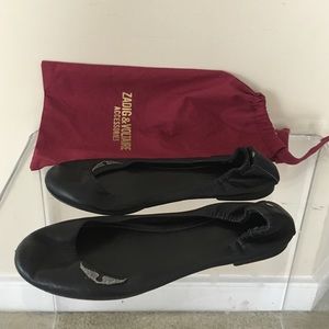 SOLD Zadig and Voltaire black leather tiny flats