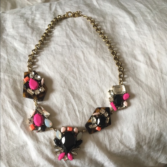 Jcrew statement necklace in pink and black