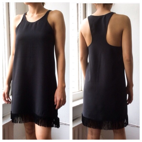 Black Racerback Fringe Hem Dress