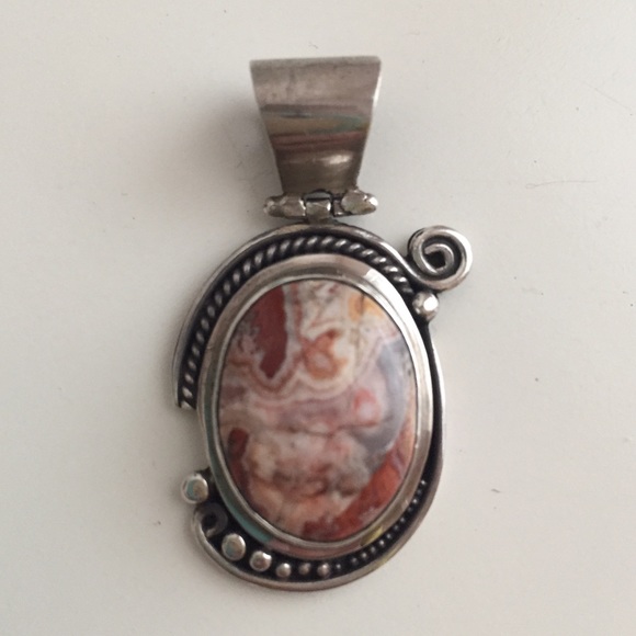 Red Moss Agate Pendant with sterling silver