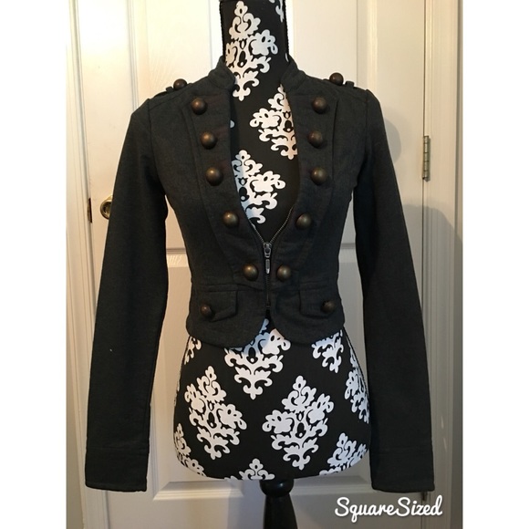 Dark grey cropped military inspired jacket